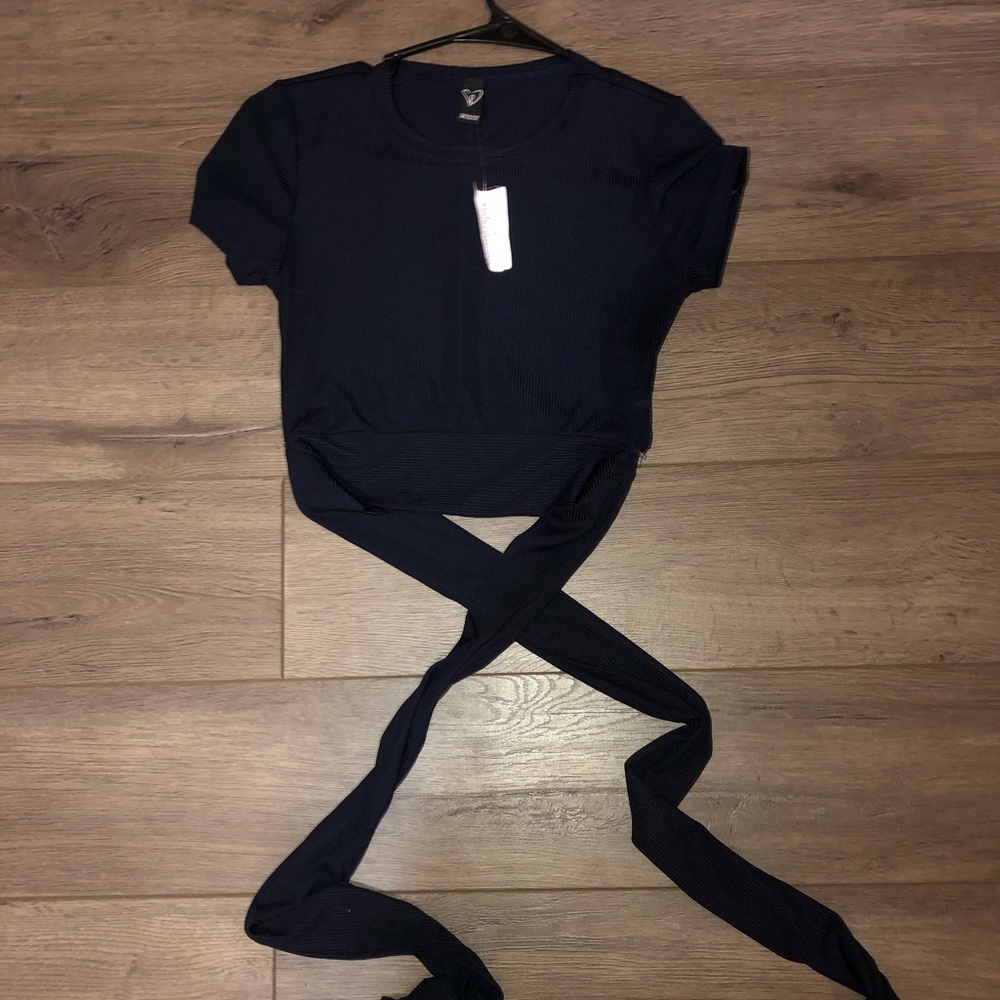 Navy blue crop top.